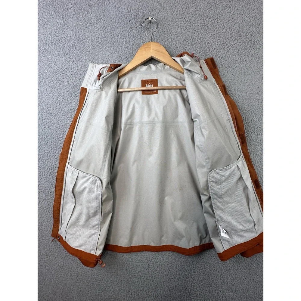 REI Co-op Rainier Rain Jacket Womens Small Orange Hydrowall 2.5 Layer Hooded - Picture 7 of 14